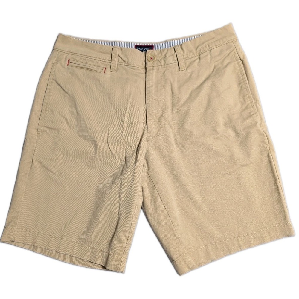 UNTUCKit St Vincent Chino Short Mens 30 Beige Tan 8" Inseam Cotton Twill Preppy